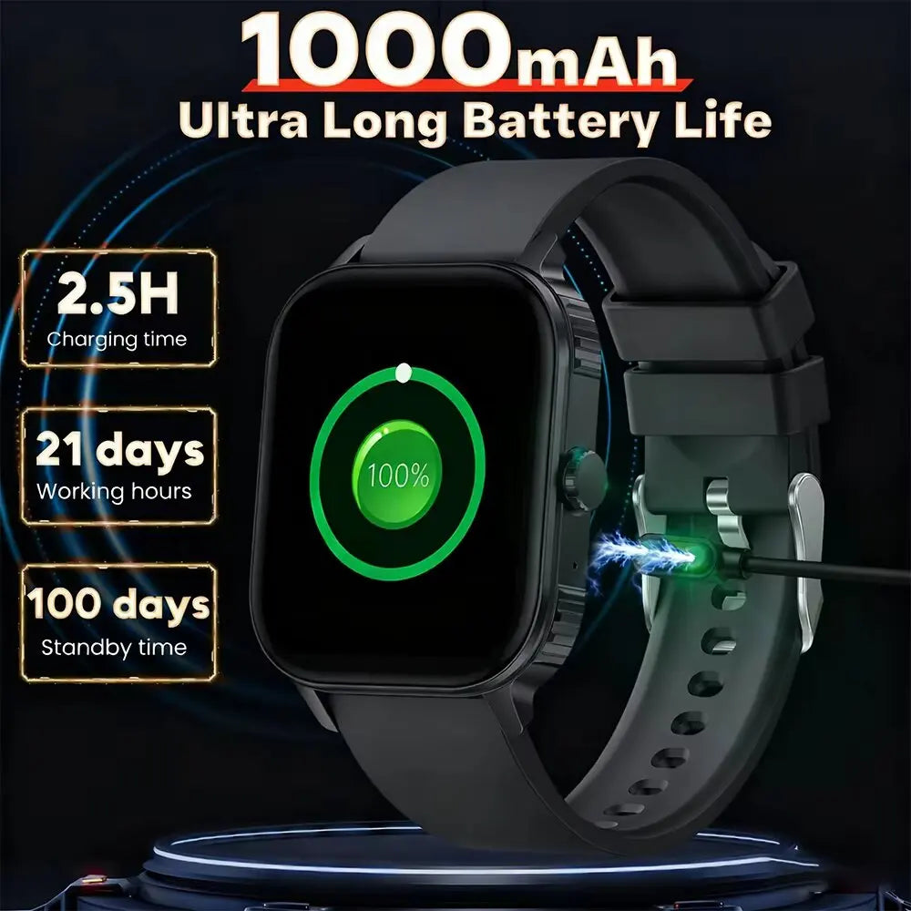 2026 1000mAh Large Battery 2026 New 2.04" HD Display Health Monitor Smart Watch Bluetooth Call IP68 Waterproof Sports Smartwatch