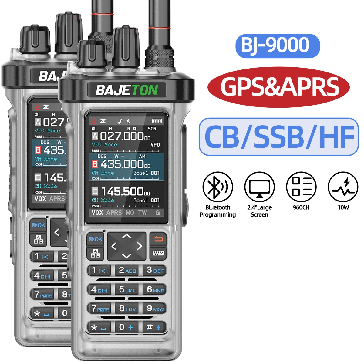 1/2PCS BAJETON BJ-9000 Walkie Talkie 10W AM/FM/CB/LSB/USB/CW Receiver with GPS APRS For Radtel RT-950 PRO RT-950 Two Way Radio
