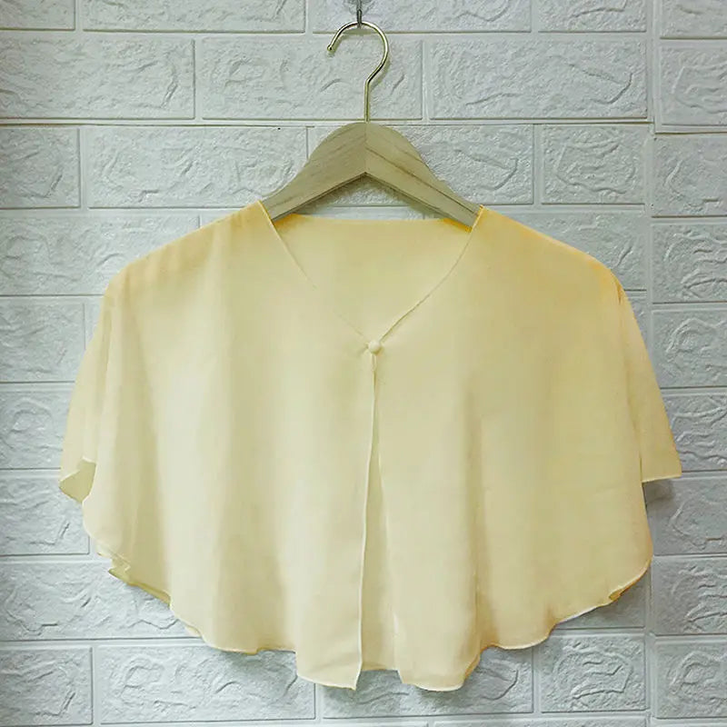Korean Women Sunscreen Clothing Summer Thin Transparent Short Jacket Neck Guard Cloak Sun Shawl Solid Chiffon Cardigan Scarf R28
