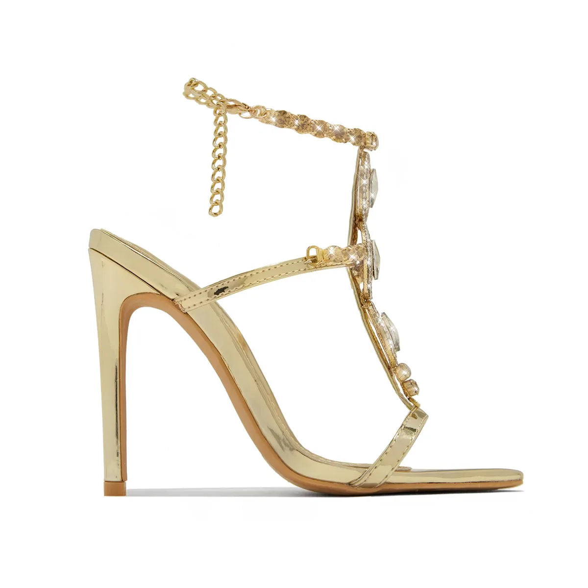 Sexy Thin High Heels Ankle Strap Sandals Womens Luxury Pointed Crystal Diamond Party/club Wedding Party Shoe Sandalias Mujer