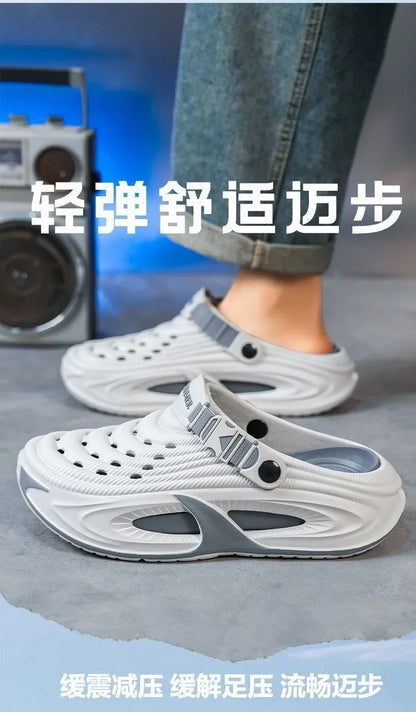 Mens Summer Clogs  Thick Sole Outdoor Beach Slides Non-slip Closed Toe Slippers For Men Women Driving Shoes Breathable Outdoor