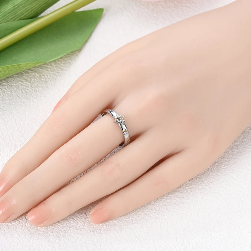 LAZA 925 Sterling Silver Colorful Rings Sparking Zirconium Bowknot Moon Sun Original Ring For Women Anniversary Wedding Gifts