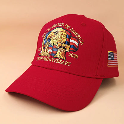 USA 250th Anniversary Eagle Print Hat Unisex Adjustable Washed Cotton Peak Hat Trucker Hats Outdoor Visor Baseball Cap