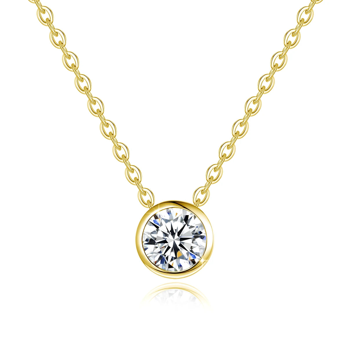 14K Gold Filled Moissanite Necklace for Women Solitaire Lab Diamond Pendant Clavicle Chain Girl Birthday Gift Jewelry