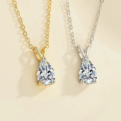 Lnngy Certified Solitaire 1.5CT Pear Cut Moissanite Necklace Collar Plata 925 Sterling Silver Waterdrop Pendant Necklace Jewelry