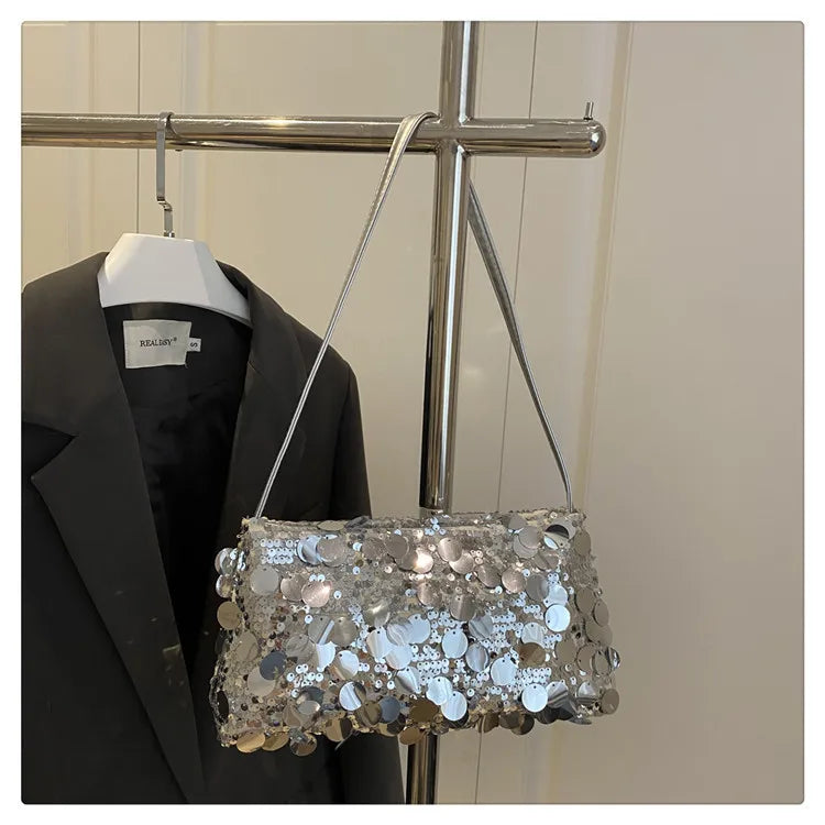 Sequin Evening Party Shoulder Bags for Women Lightweight Portable Ladies strap Crossbody Bag Solid Color fashion Female Handbag