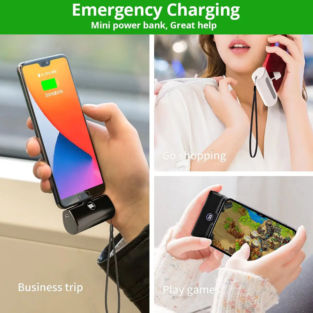 Fast Charging Power Bank Portable Charger External Battery Pack for iPhone Android LED Digital Display 5000mAh Mini Powerbank