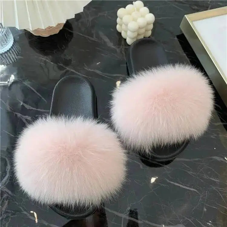 Women's Fluffy  Slides Fashion Plush fluffy Flat Sandals Casual Indoor Outdoor Beach Casual Slippers