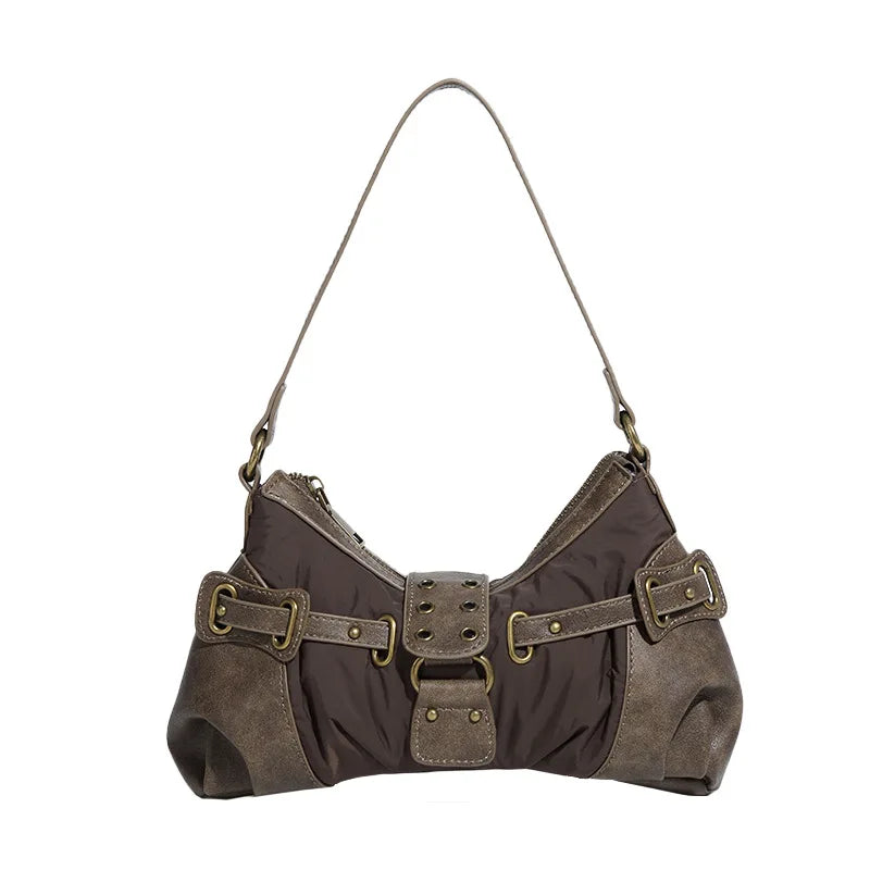 England Style Bags For Women Luxury Designer Handbags And Purses New In Polyester Vintage Rivet Small Underarm Shoulder Bag