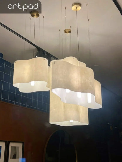 Designer Cloud Pendant Light for High Ceiling Lobby Wabi Sabi LED Hanging Chandelier For Parlor Restaurant Hotel Project Lights