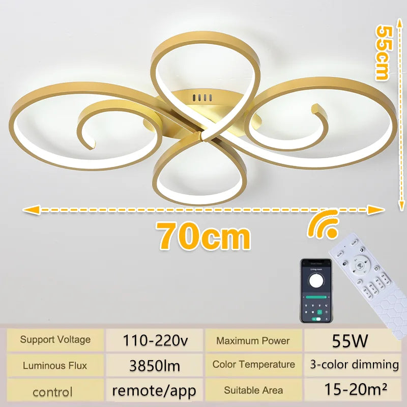 LED Ceiling Lights 110V 220V Remote Dimming  APP Modern 3 Colors Lamp  for Dining Room, Living Room Bedroom