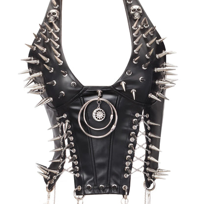 Goth Top Y2K Clothes Women's Tanks Emo Clothing Gothic Boho Tops with Spikes Punk Rock Teens Festival Spiked Bra Grunge T Shirt