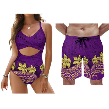 New Bikini Swimwear Swimwear Beach Couple Set Men's Swimwear Women's Push Up Swimwear Sexy Bikini Underwear Lace Up Adjustment