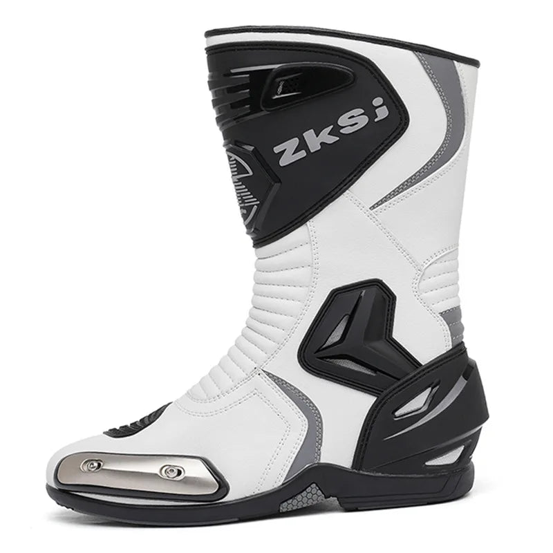 Motocross Boots Men Anti Slip Motocross Riding Boots Non-slip Wear-resistant Breathable Wind-proof Collision-proof Road Shoes
