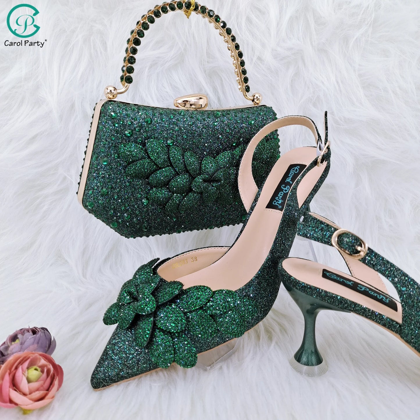 Nigerian Banquet Shoes and Bags African Fashion Peach Ladies Matching Shoes and Bags Pointed Toe High Heels Wedding Party