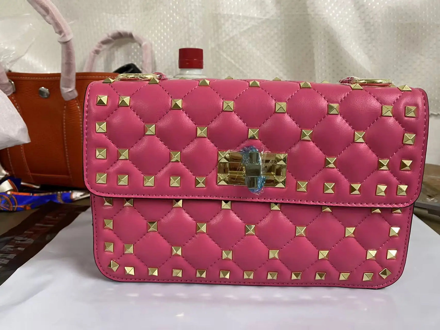 2026 New Fashion Women Sheepskin Leather Rivet Handbags Chain Bag Designer Shoulder Bags Luxury Woman Messenger Bags