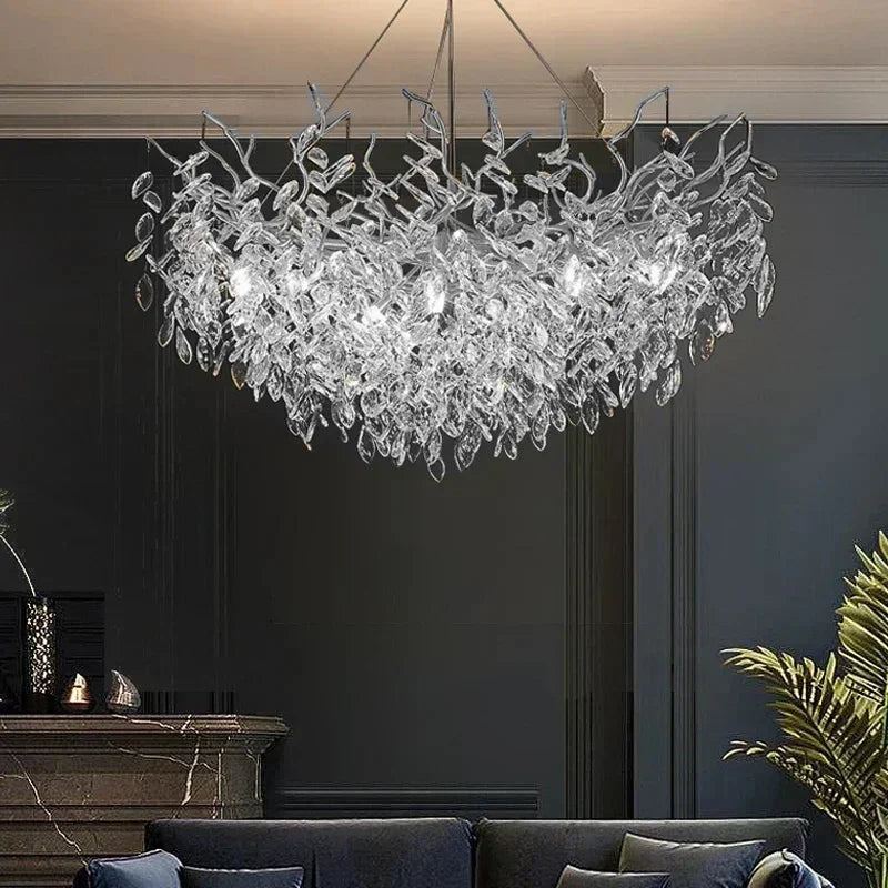 Luxury Modern Crystal Ceiling Chandelier Led Pendant Lamp Dining Table Living Room Bedroom Home Decor Wall Hanging Light Fixture