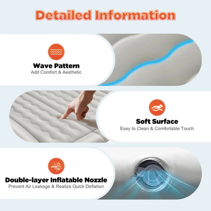 Universal Foldable Inflatable Bed Portable Inflatable Mattress Set Car Back Seat Sleeping Flocking Air Bed Cushion w/Pump+Pillow