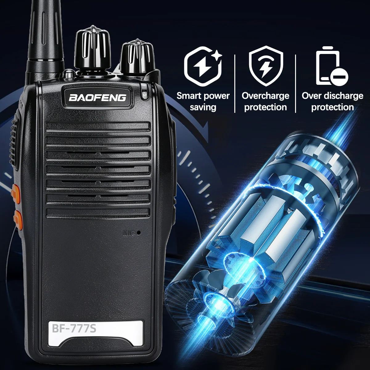 Baofeng BF-777S 5W UHF 400-470MHz Walkie Talkie 16CH 1500mAh Lithium Battery Long Range Two Way Radio for Construction Hotel