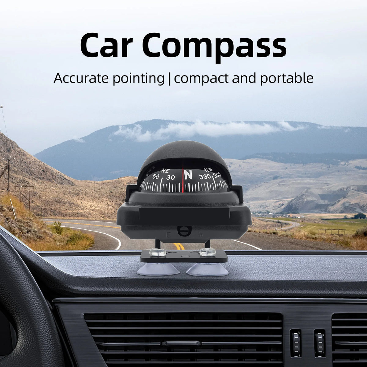 AD Universal Compass Mini Navigation Compass Rotary Adjustable Spherical Dashboard Guide Compass For Boat Vehicle Accessories