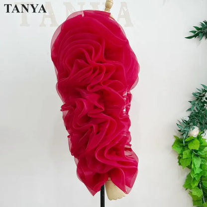 Puff Black Tulle Long Sleeves Jacket Girls Exaggerated Bolero Coat Dark Red Matching Evening Dress Women Formal Elegant Wrap