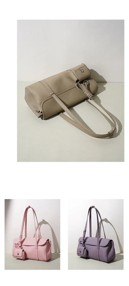 Women's Genuine Grade Cowhide Leather Fashion Tote Handbag Luxury Designer Brand Ladies Shoulder Underarm Bag for Woman 2026 New