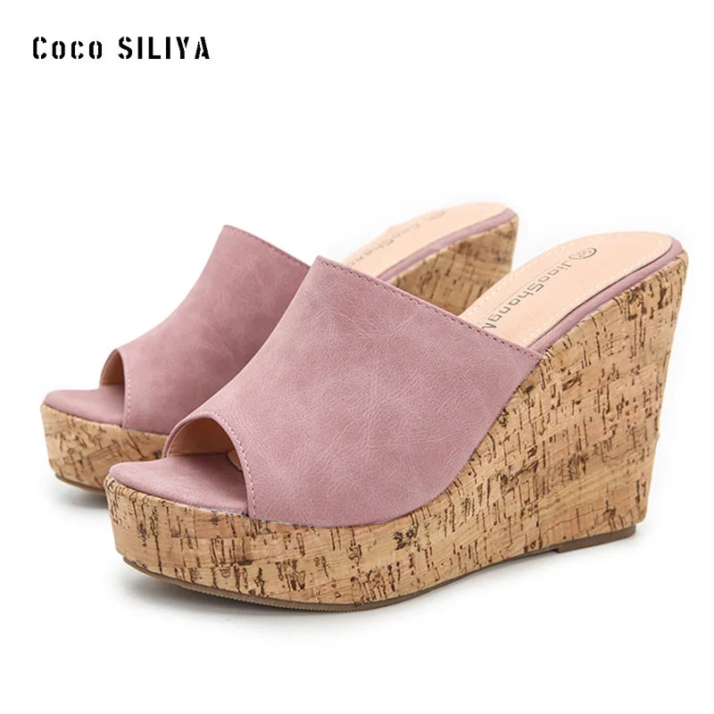 11CM Super High Heels Platform Sandals Women Wedges Open Toe Shoes Ladies Summer Slip On Slippers Beach Slides Femmes Sandalias