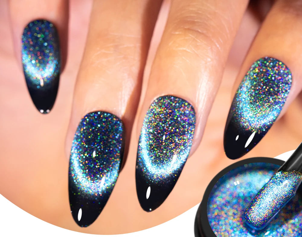 AWStorG 5ML Colorful Laser Cat Magnetic Gel Blue Glitter Shine Soak Off  Semi Permanent  UV Gel Nail Art Varnish Nail Supplies