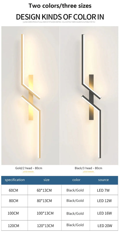 LED Wall Light Modern Minimalist Strip Lighting for Bedroom Bedside Living Room TV Backlight Sofa Decor Wall Sconce Ambient Lamp