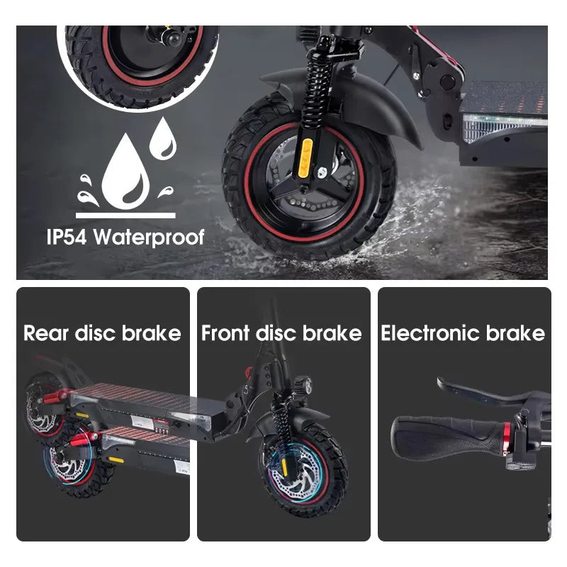 KEPOW T4Pro Electric Scooter Adults 900W Peak Motor 48V 15Ah Battery 25-38 Miles Long Range 25MPH Max Speed 10" Off-Road Tires Foldable Dual Suspension LED Headlight Heavy Duty All Terrain E-Scooter for City Commute 25° Clim
