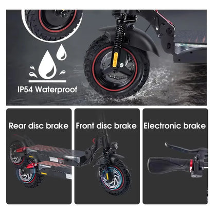 KEPOW T4Pro Electric Scooter Adults 900W Peak Motor 48V 15Ah Battery 25-38 Miles Long Range 25MPH Max Speed 10" Off-Road Tires Foldable Dual Suspension LED Headlight Heavy Duty All Terrain E-Scooter for City Commute 25° Clim