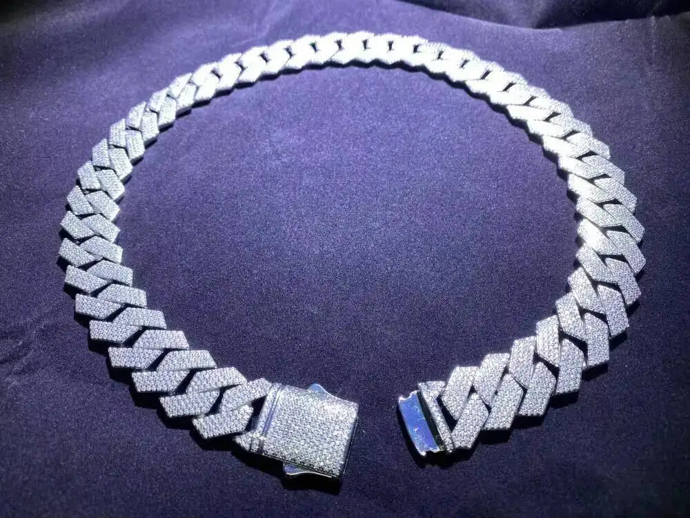 22MM Custom Hip Hop Moissanite Diamond 925 Cuban Link Chain Heavy Cuban Chain for Anniversary Iced out Jewelry