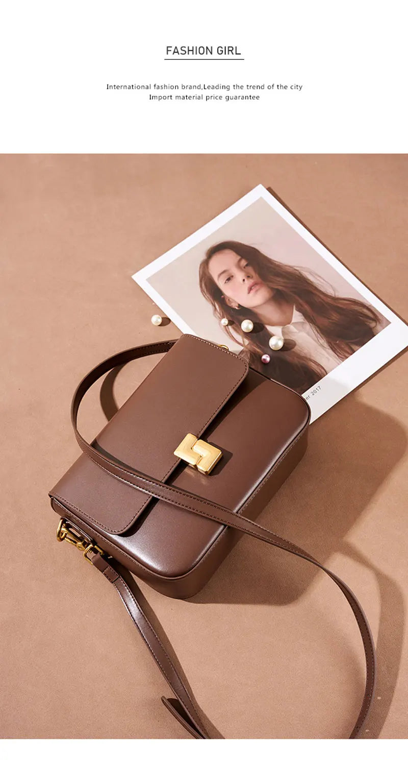 Luxury Genuine Leather Women Bag 2025 New Women's Shoulder Bag High Quality Cowhide Square Crossbody Bags Designer Handbags