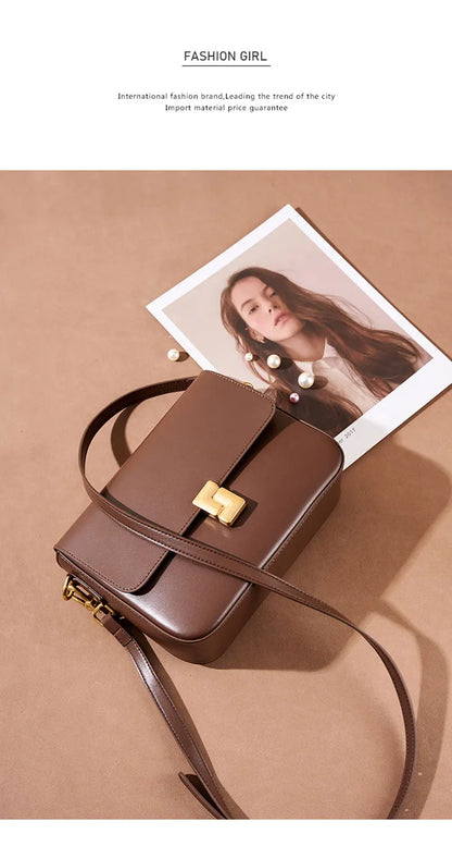 Luxury Genuine Leather Women Bag 2025 New Women's Shoulder Bag High Quality Cowhide Square Crossbody Bags Designer Handbags