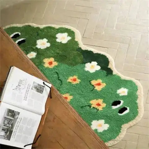 Fresh Style Green Carpet Green Moss Thicken Plush Rugs for Bedroom Bedside Irregular Non-slip Dirty Resistant Carpet Home Decor