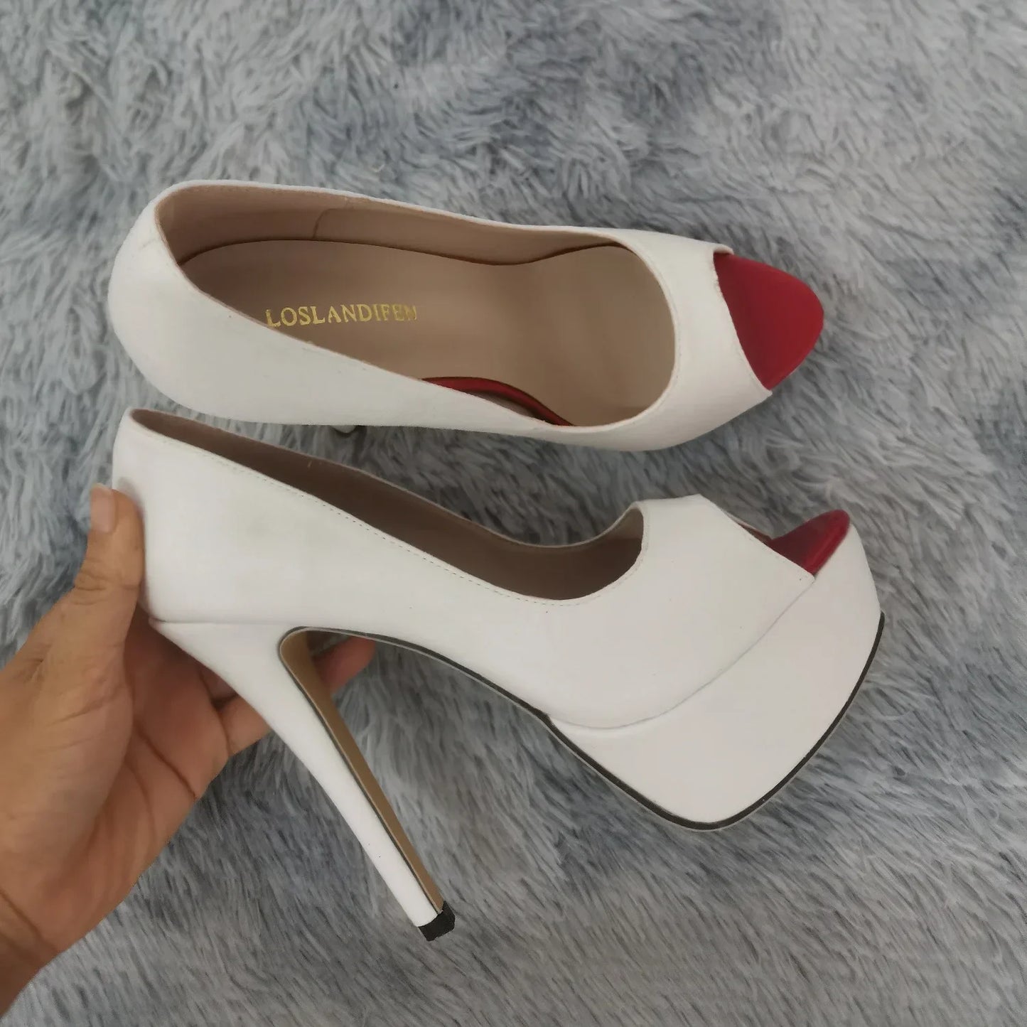 2026 Women Pumps New Fashion 14cm Sexy Peep Toe High Heels Velvet Platform Thin Heel Lady Party Dance Red Wedding Woman Shoes