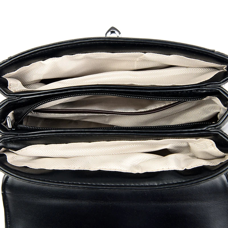 Luxury Large Capacity Multilayer Shoulder Messenger Bag High Quality Leather Handbag Women Designer Crossbody Sac Female Tote