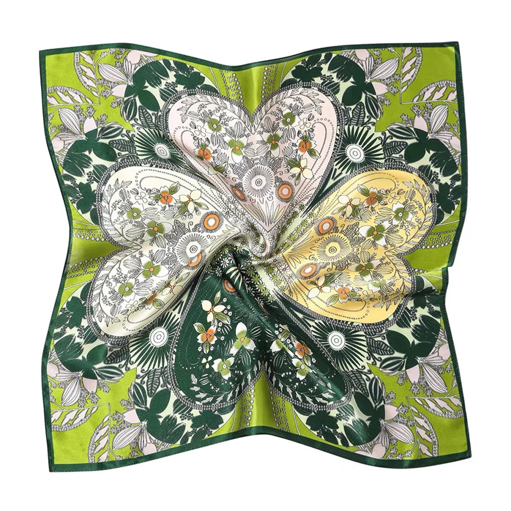 100% Pure Mulberry Silk Women Square Scarf Prints Headband Neckerchief Luxury Female Hair Ornament Female Bandana Scarves 53CM