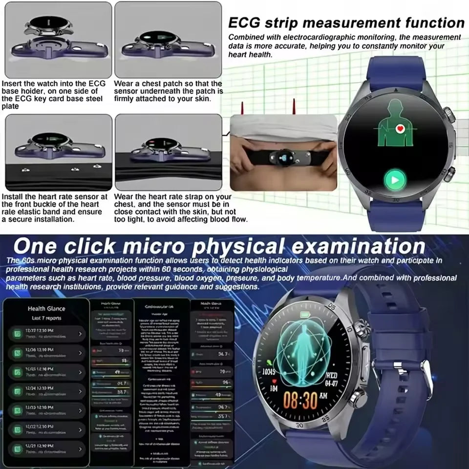 2026 New Medical Grade ECG Smart Watch Laser Treatment Accurate Measurement Blood Lipid Blood Oxygen BMI Sport Health Smartwatch