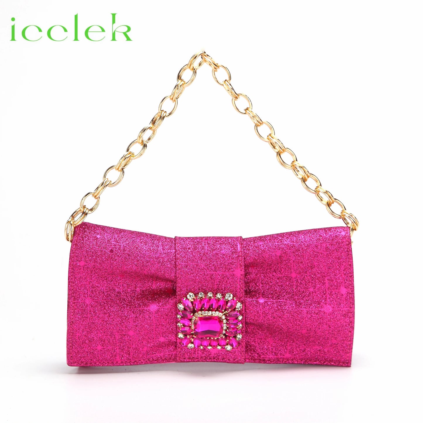Women High Heels Sandals Shinning Material with Rhinestone Italian Design T.Blue Color Pointed Toe Shoes and Bags Set