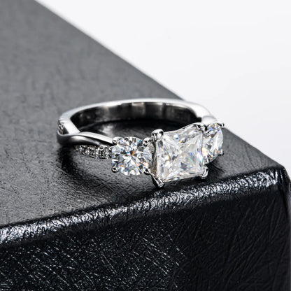 Carnica Luxury 925 Sterling Silver 1CT Real Moissanite Ring for Women Sugar Cube Pull-twist Arm GRA Diamond Wedding Jewelry Gift