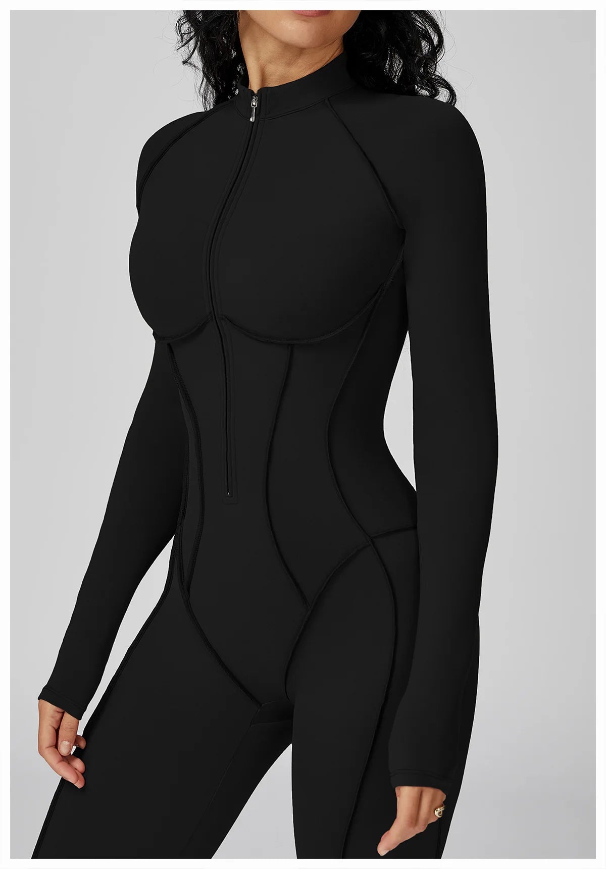 Sexy Rompers Workout Zipper Jumpsuit Long Sleeves Sports Bodysuits Women Gym Running Fitness Suits Gym Tracksuit Sportswear