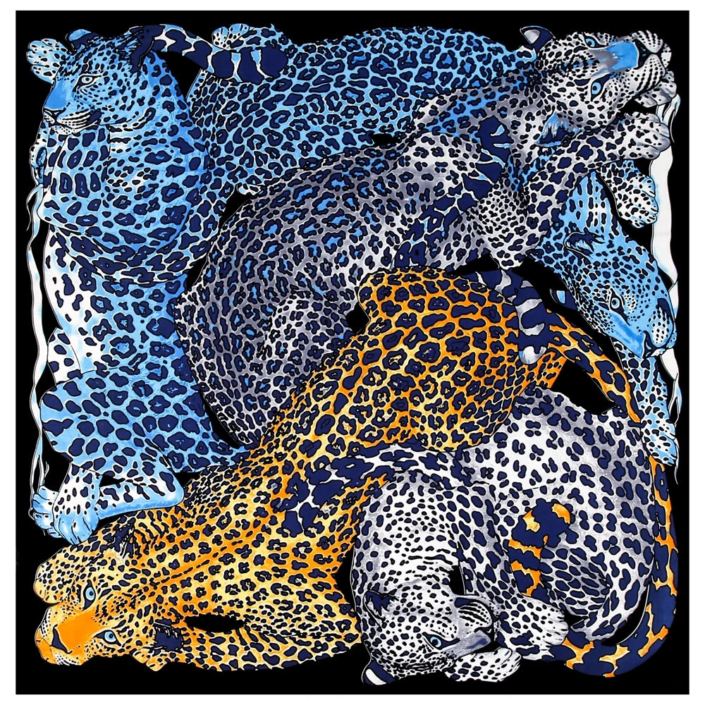 130CM Silk Scarf Women Horse Head Print Stoles Square Scarves Wraps Large Bandana Kerchief Hijabs Female Silk Foulards Sjaal