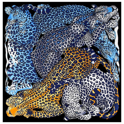 130CM Silk Scarf Women Horse Head Print Stoles Square Scarves Wraps Large Bandana Kerchief Hijabs Female Silk Foulards Sjaal