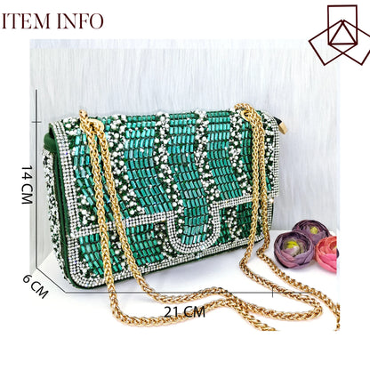 Nigeria Distinguished Green And Elegant Women's Designer High Heels And Bag Set, Fashionable Fishmouth Shoes In Nigerian Style