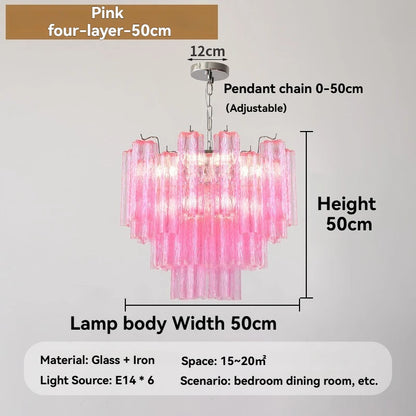 Designer Murano Ceiling Chandeliers Pink Colorful Glass LED Hanging Pendant Lights for Living Dining Room Bar Villa Art Lighting