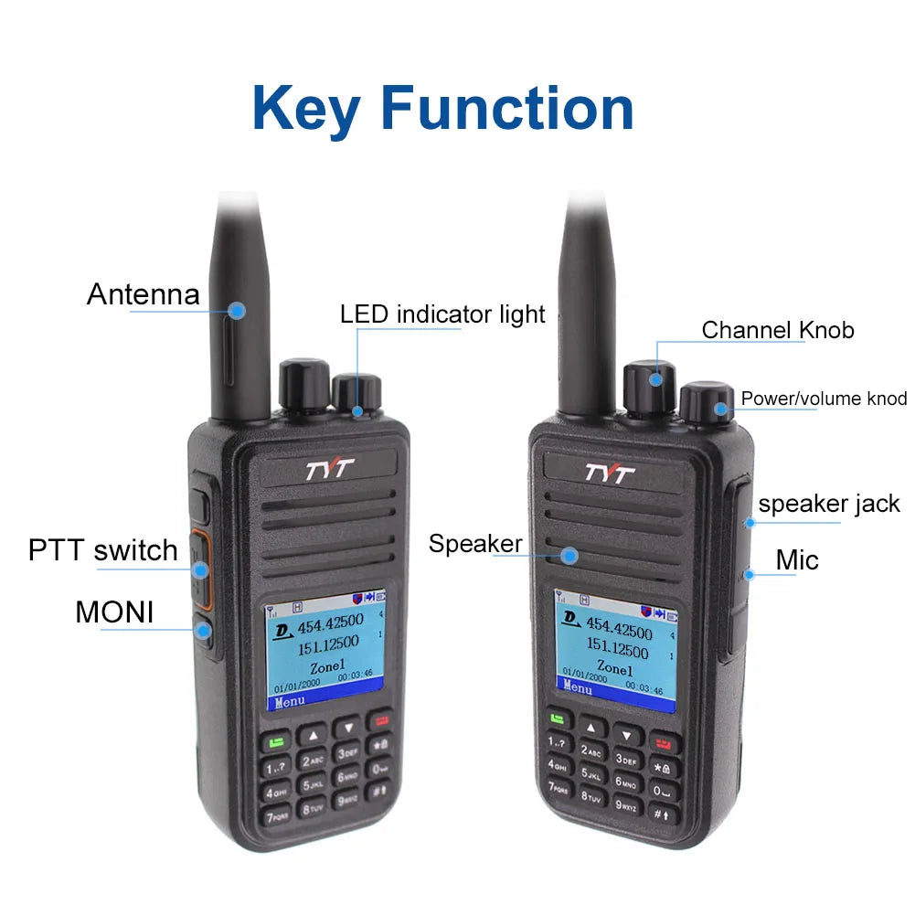 TYT MD-UV380 DMR Digital Two Way Radio Dual Band 136-174Mhz & 400-480MHz MD-380 Dual Time Slot Transceiver Walkie Talkie + USB