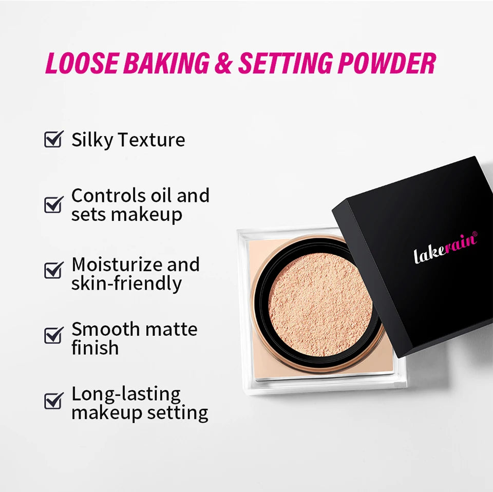 Loose Baking&Setting Powder Long Lasting Oil Control Natural Face Matte Waterproof Brighten Loose Powder Makeup Cosmetics