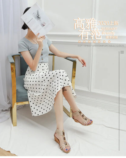 High quality leather flat sandals for women 5cm mid heel with beading summer 2026 36 42 open toe casual vintage shoe black beige