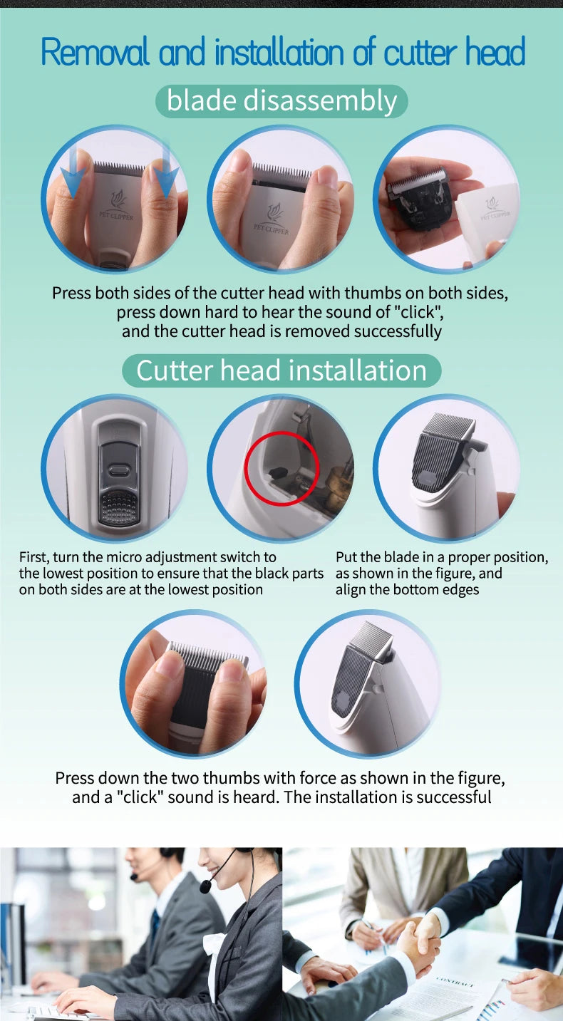 Fenice Cordless Rechargeable Pet Clipper Low Noise Professional Pet Hair Cutting Machine Grooming Trimmer Shaver Kit for Animals